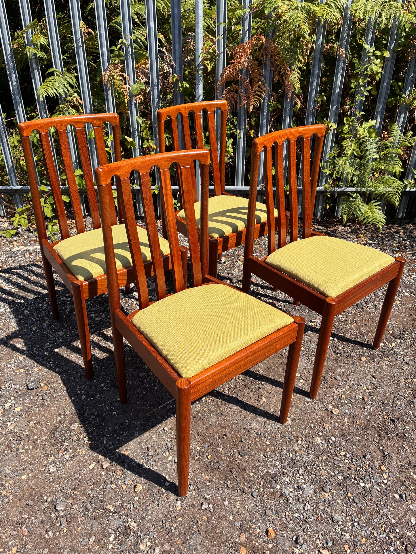 Set of 4 Mid-Century Meredew Teak Dining Chairs – Newly Upholstered Seats