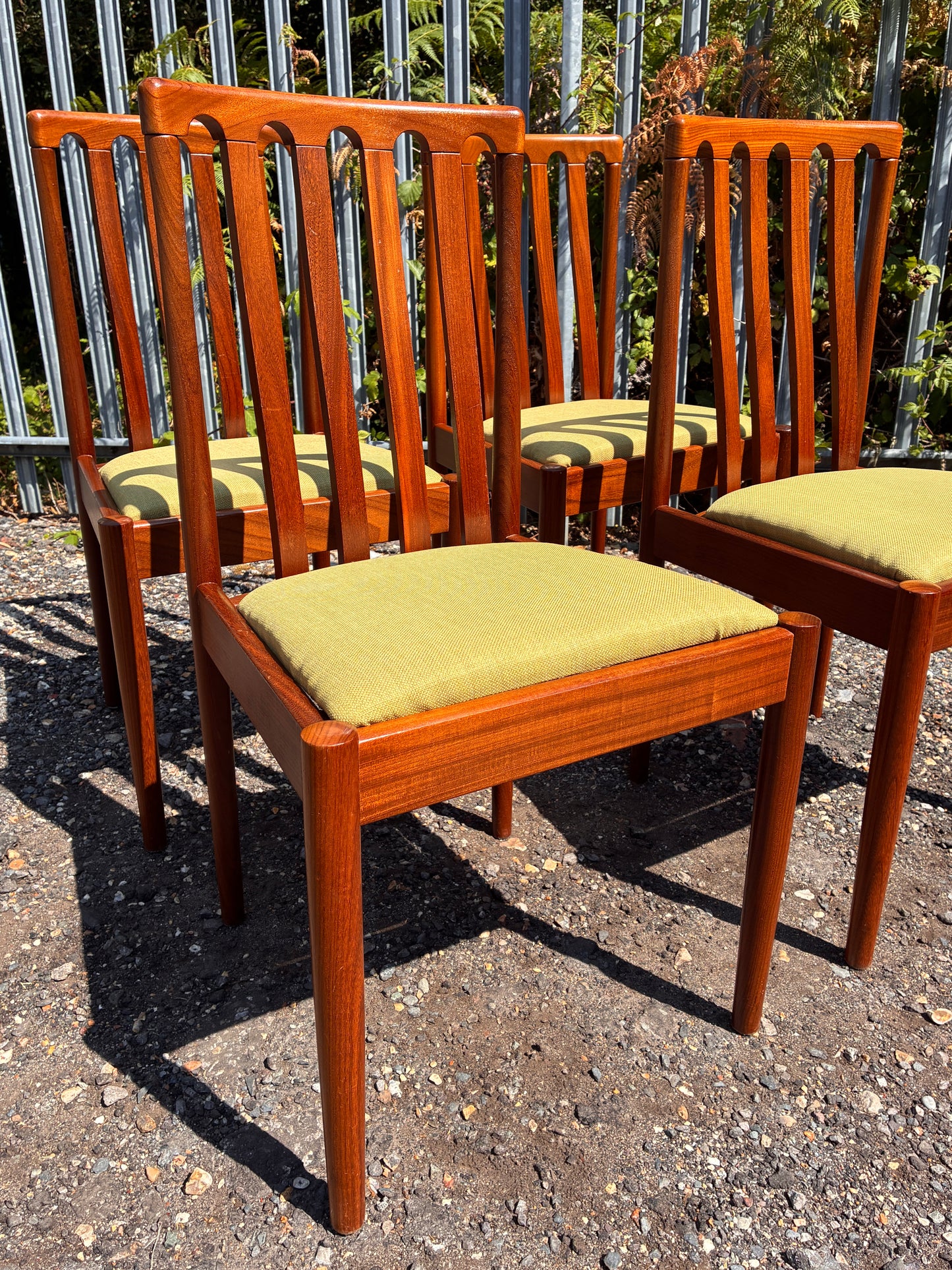 Set of 4 Mid-Century Meredew Teak Dining Chairs – Newly Upholstered Seats