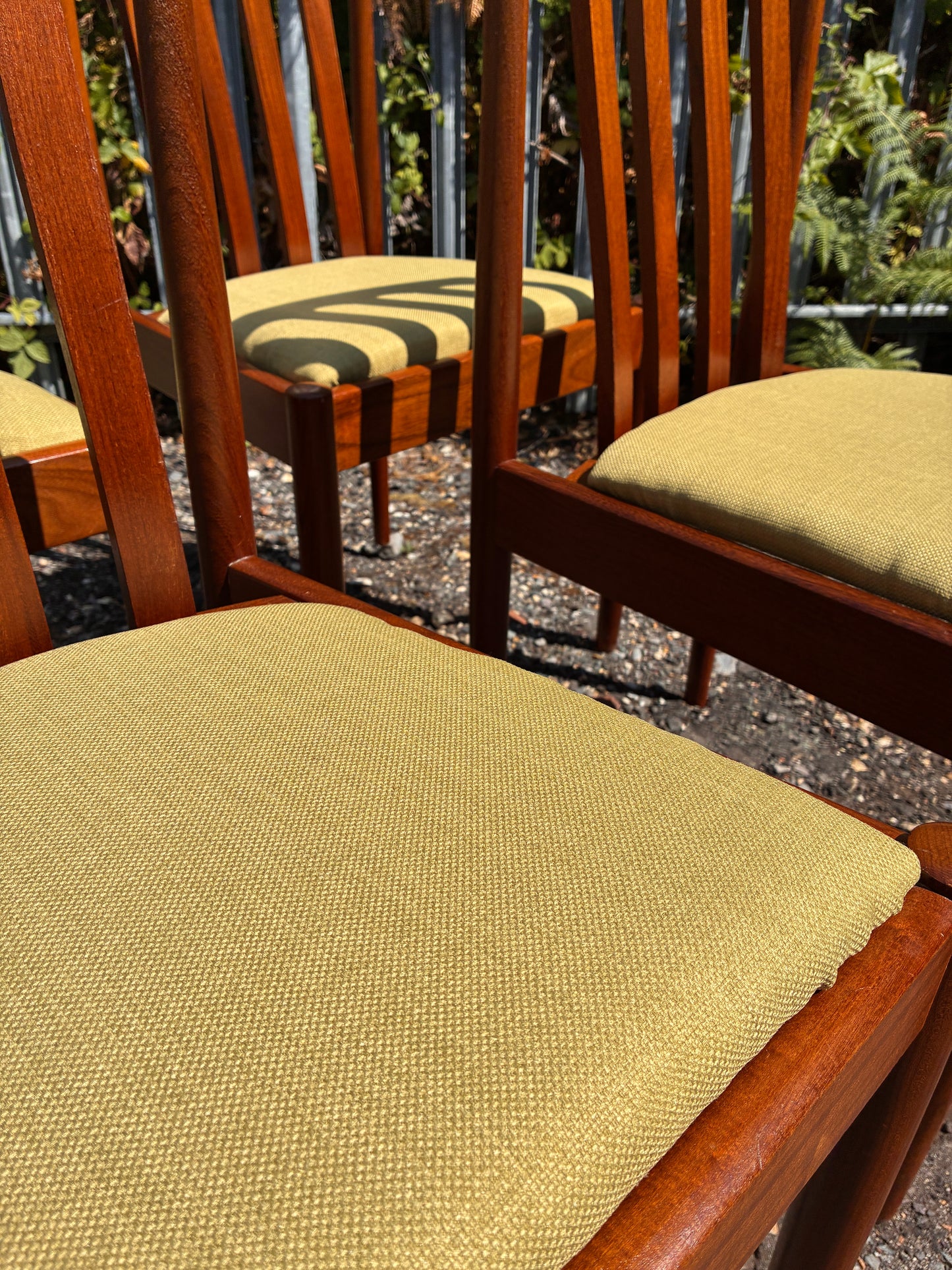 Set of 4 Mid-Century Meredew Teak Dining Chairs – Newly Upholstered Seats