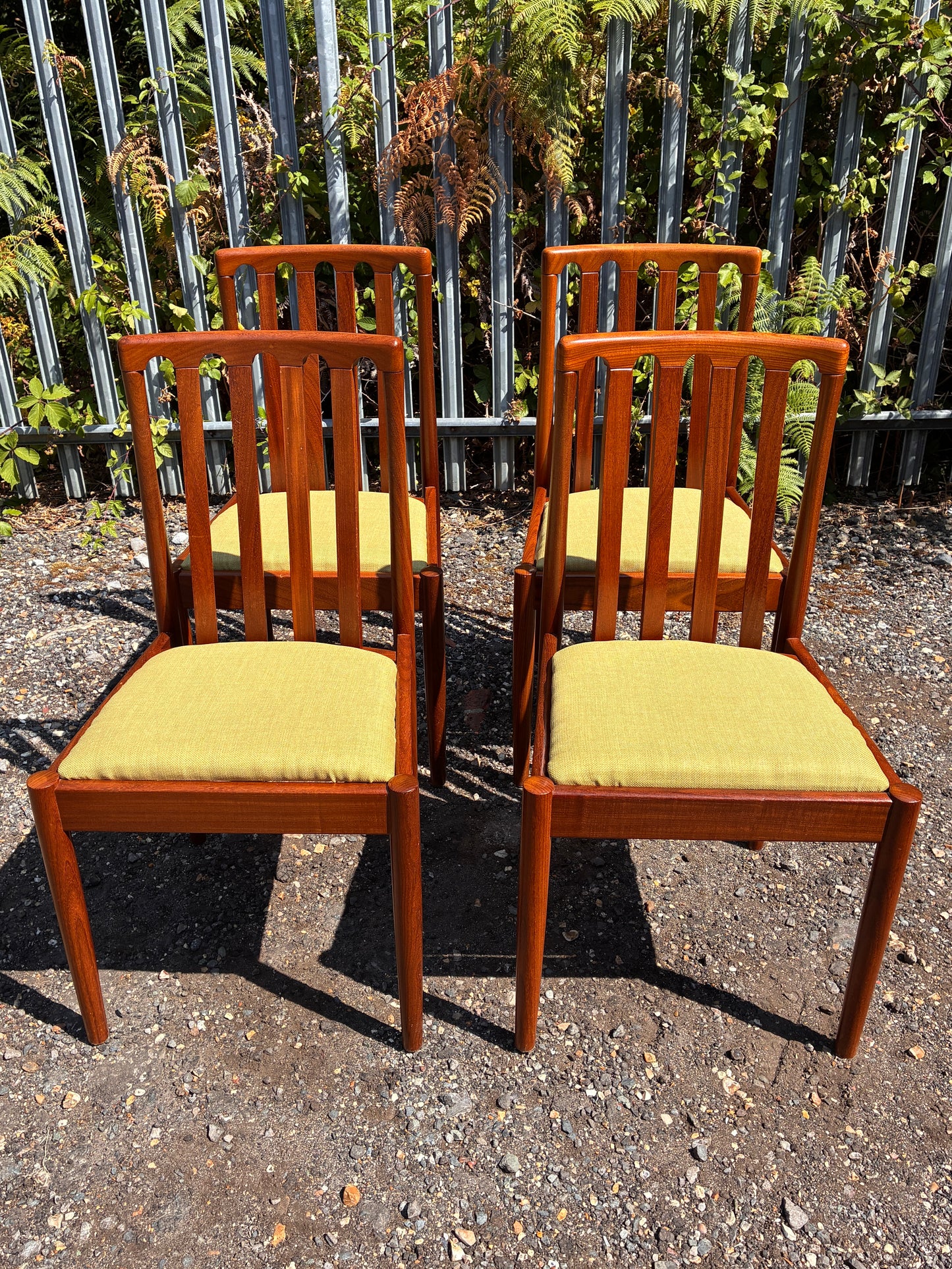 Set of 4 Mid-Century Meredew Teak Dining Chairs – Newly Upholstered Seats