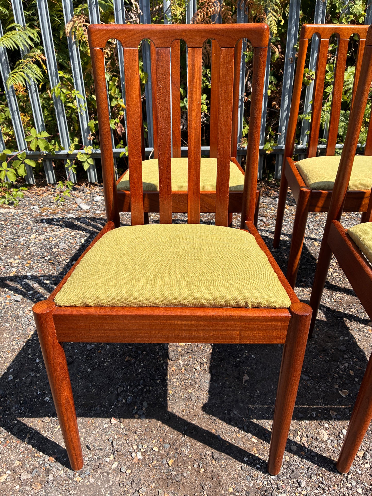 Set of 4 Mid-Century Meredew Teak Dining Chairs – Newly Upholstered Seats