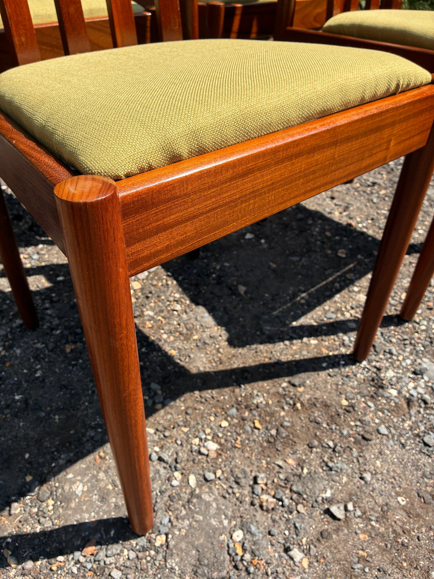 Set of 4 Mid-Century Meredew Teak Dining Chairs – Newly Upholstered Seats