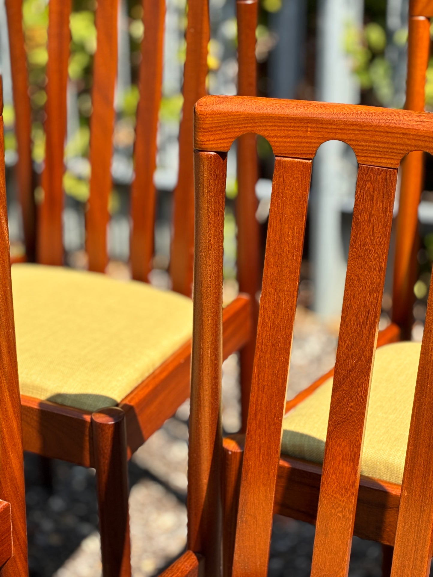 Set of 4 Mid-Century Meredew Teak Dining Chairs – Newly Upholstered Seats
