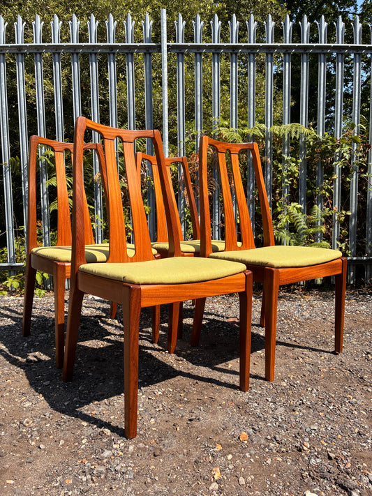 Set of 4 Nathan Mid-Century Teak Dining Chairs | Newly Upholstered Seats