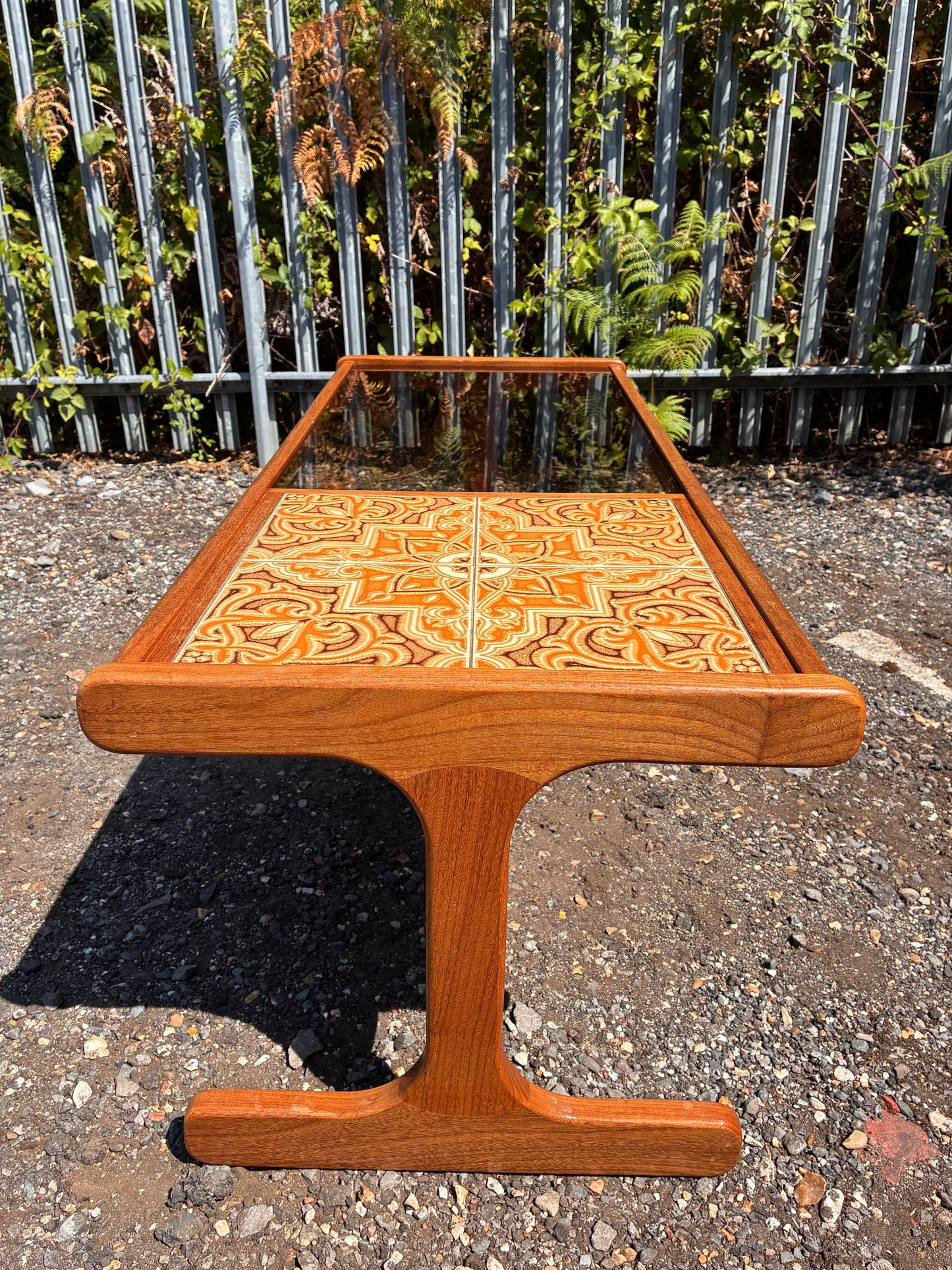 G Plan Mid-Century Teak Coffee Table with Smoked Glass & Tiled Top | Vintage Retro