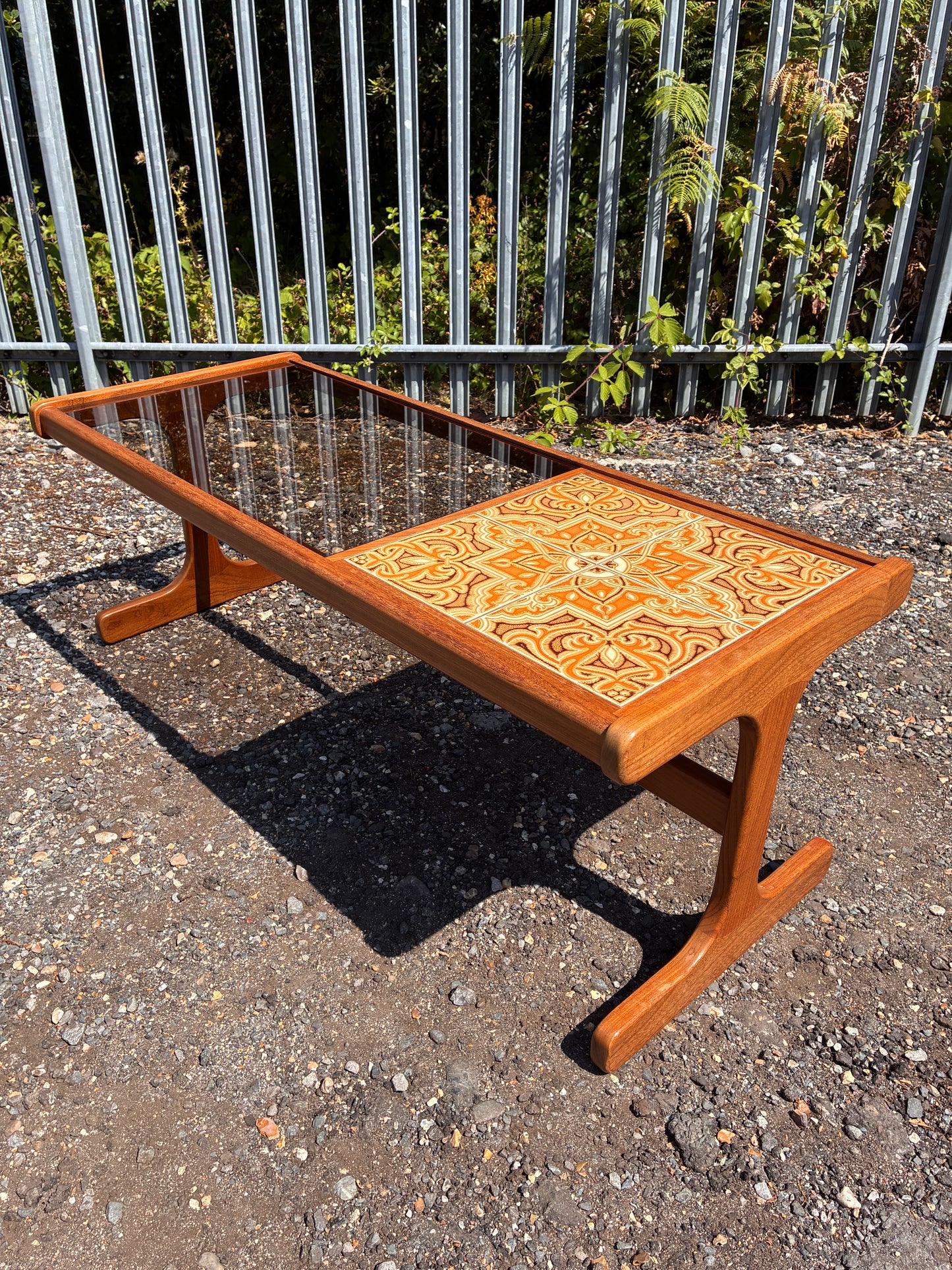 G Plan Mid-Century Teak Coffee Table with Smoked Glass & Tiled Top | Vintage Retro