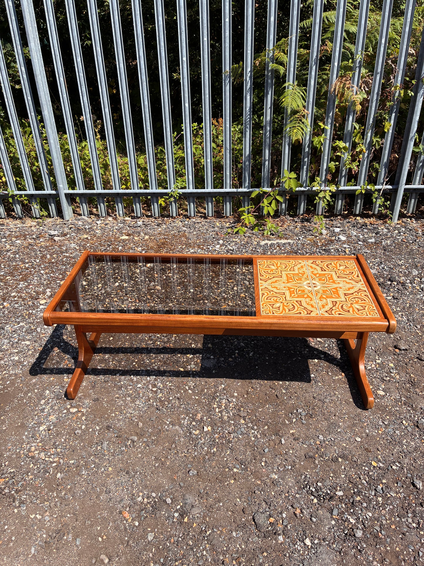 G Plan Mid-Century Teak Coffee Table with Smoked Glass & Tiled Top | Vintage Retro