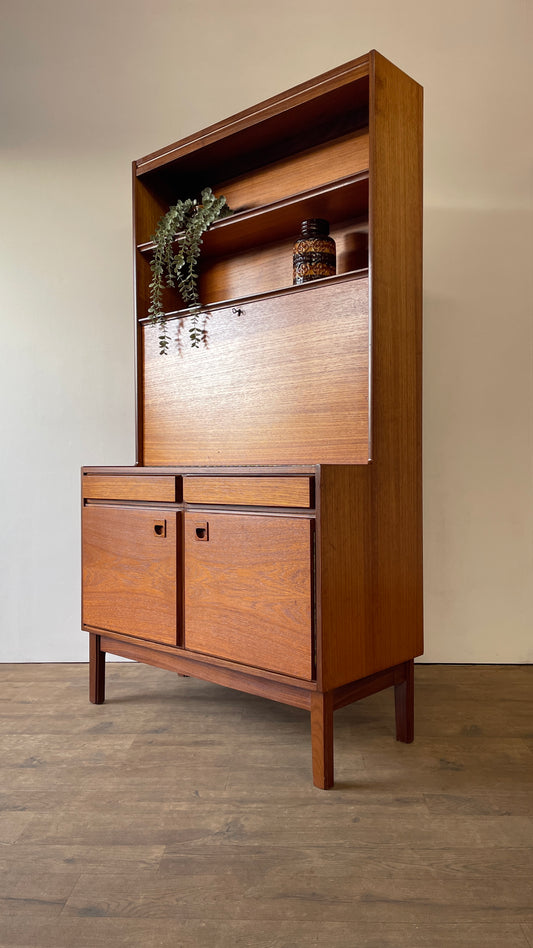 Mid-Century Teak Bookcase Bureau by Vanson | Danish Style Writing Desk & Shelving Unit