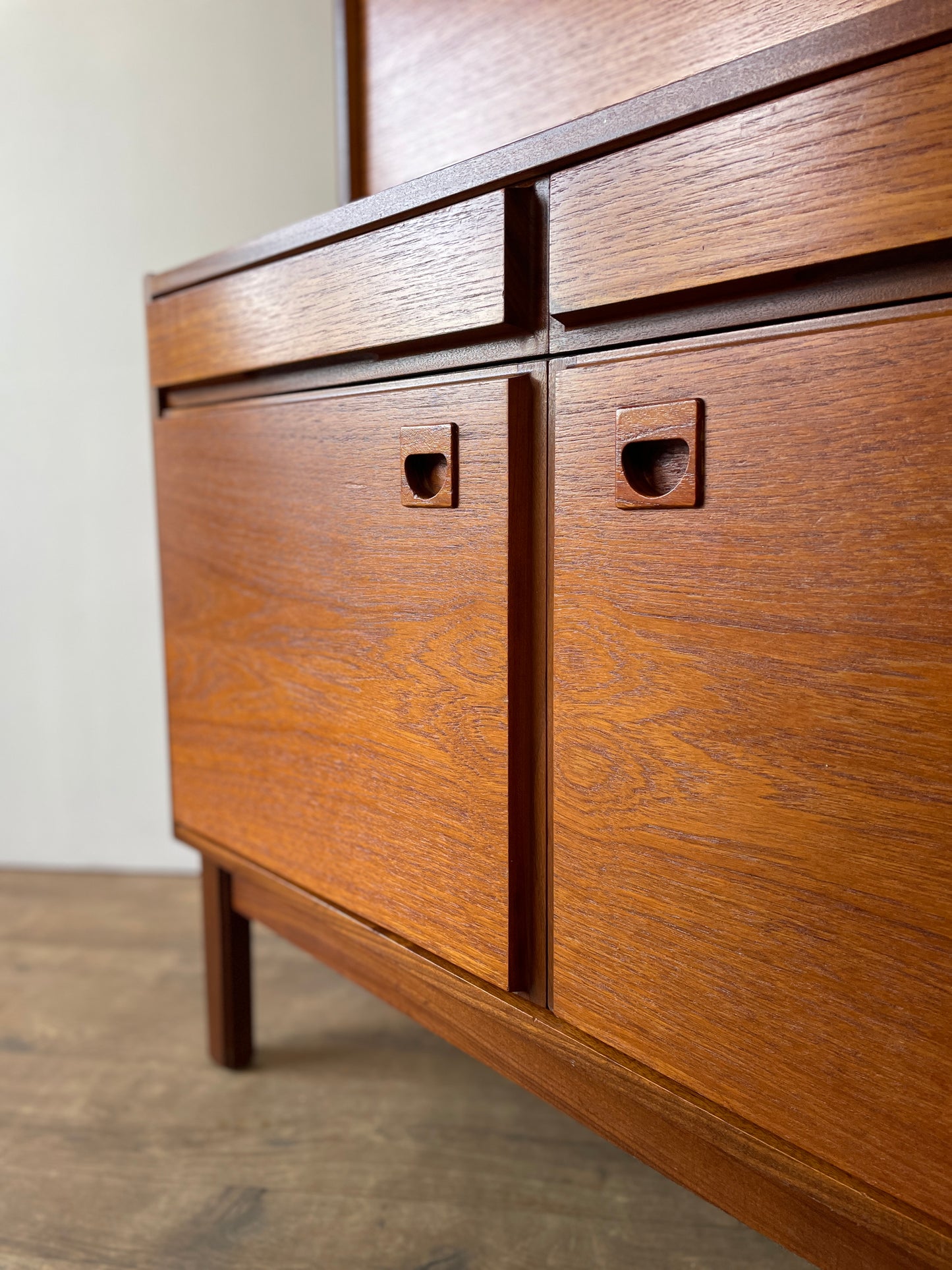 Mid-Century Teak Bookcase Bureau by Vanson | Danish Style Writing Desk & Shelving Unit