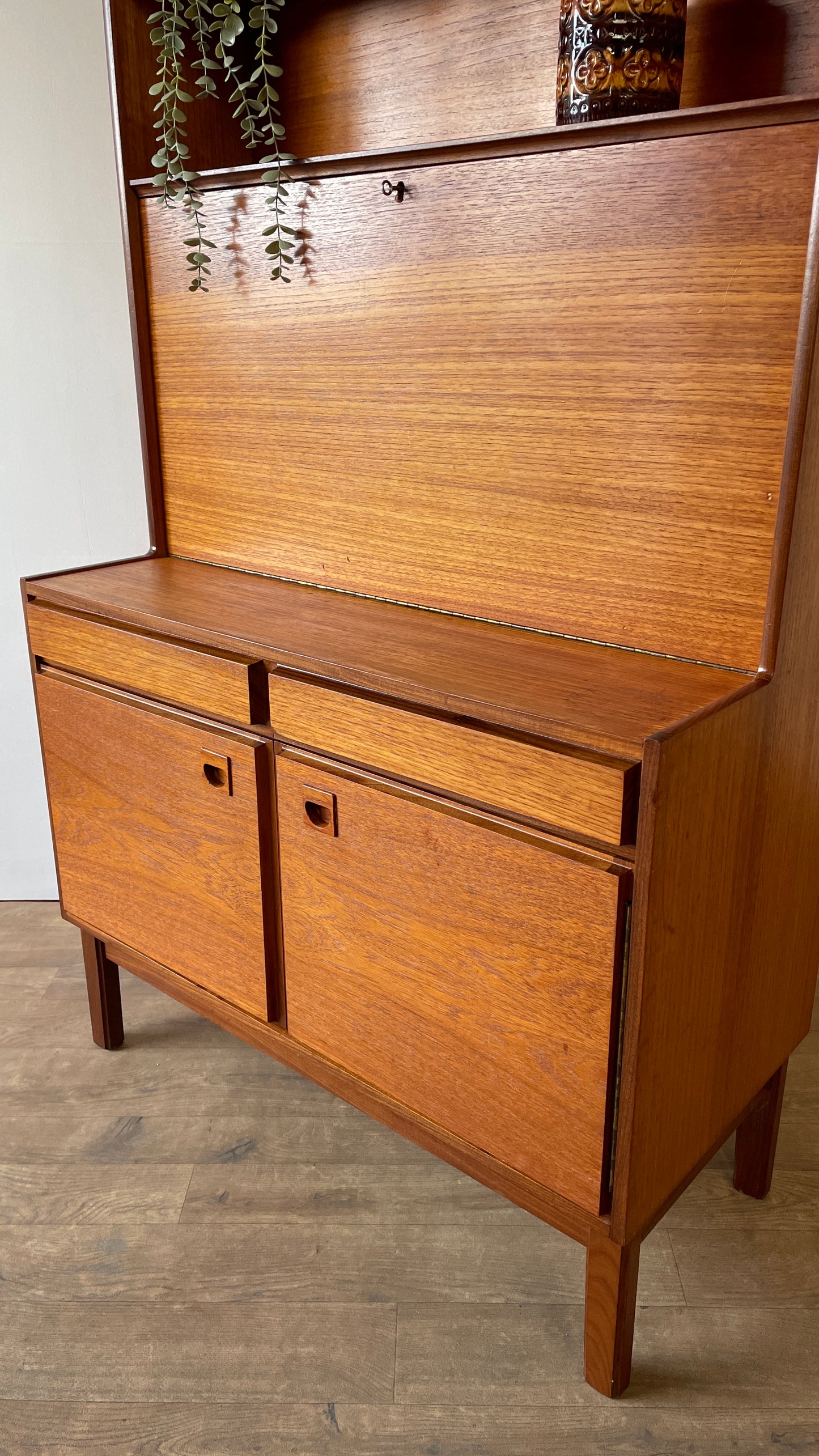 Mid-Century Teak Bookcase Bureau by Vanson | Danish Style Writing Desk & Shelving Unit