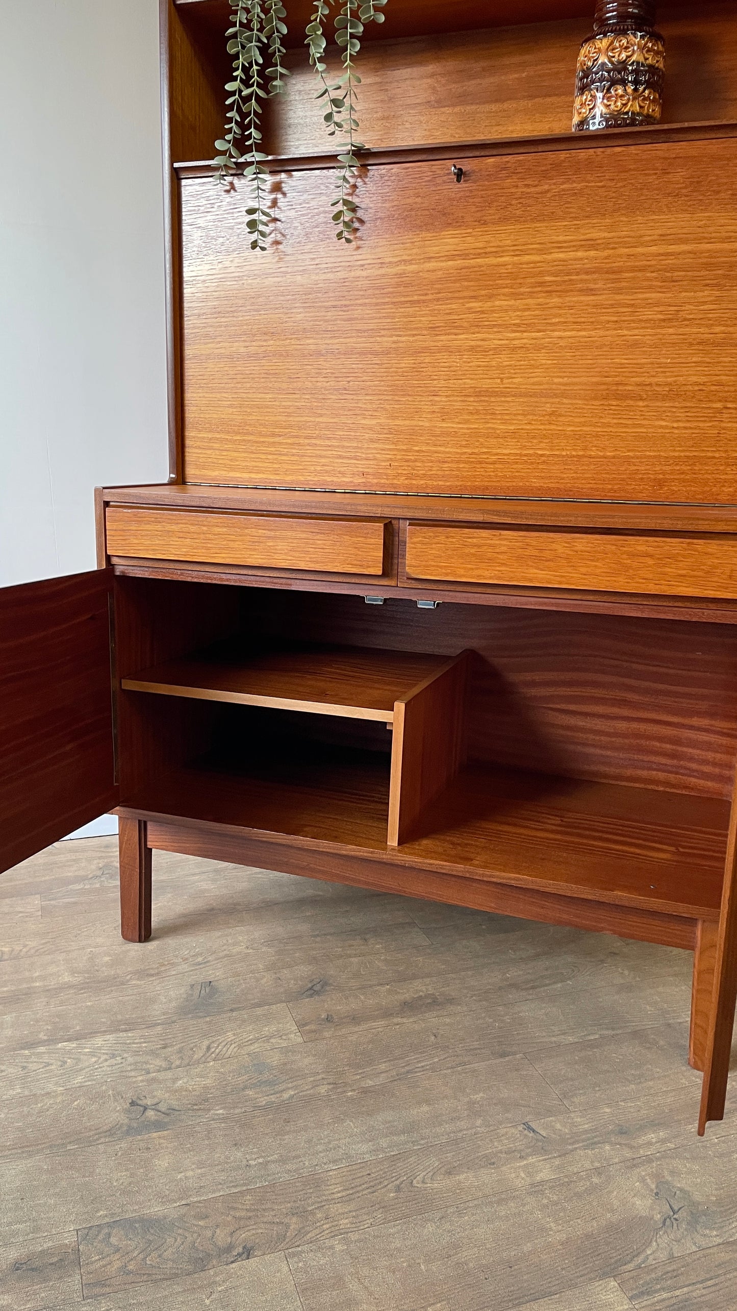 Mid-Century Teak Bookcase Bureau by Vanson | Danish Style Writing Desk & Shelving Unit
