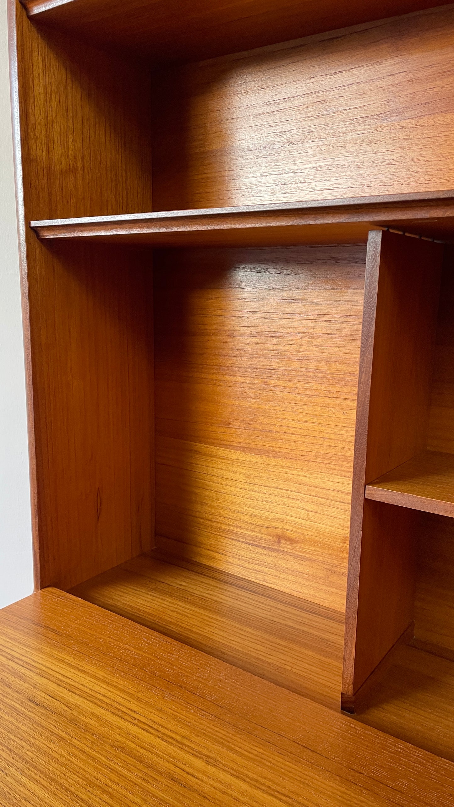 Mid-Century Teak Bookcase Bureau by Vanson | Danish Style Writing Desk & Shelving Unit