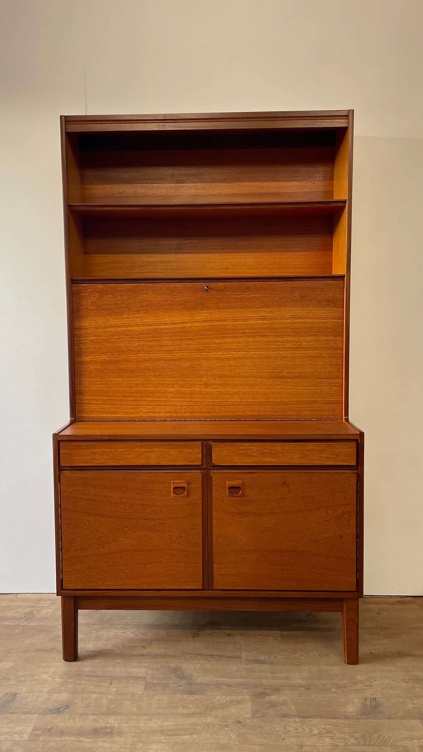 Mid-Century Teak Bookcase Bureau by Vanson | Danish Style Writing Desk & Shelving Unit