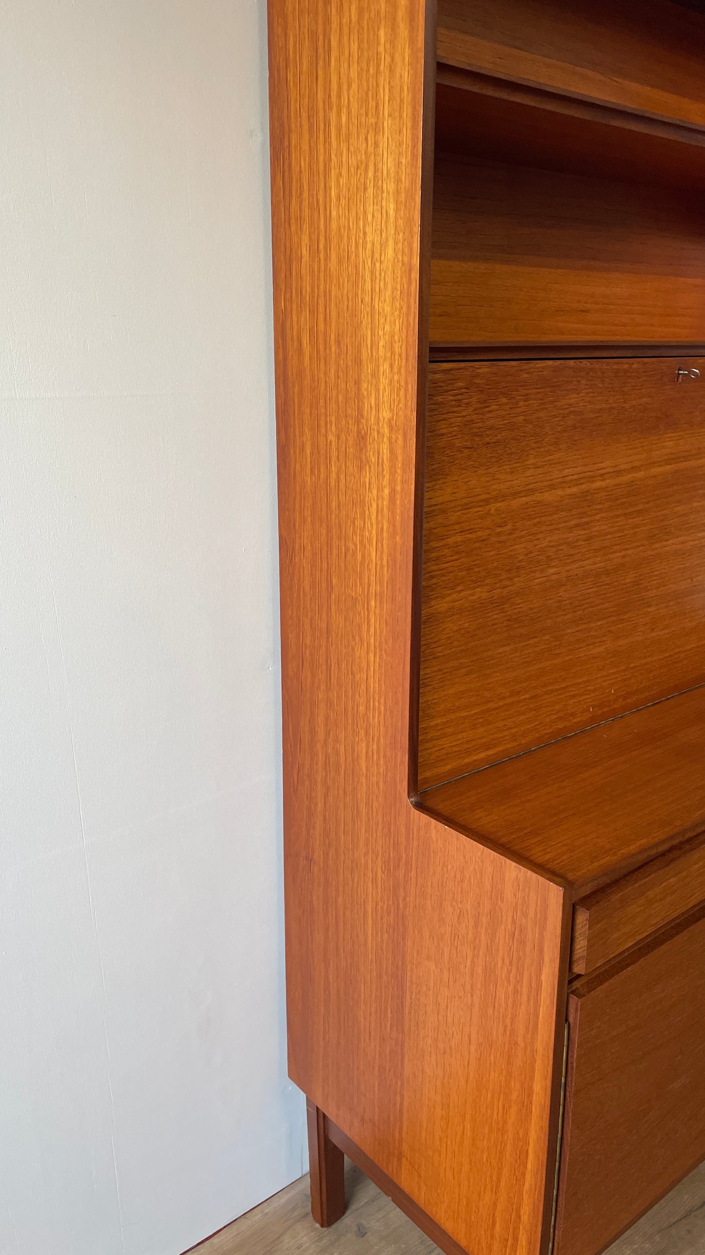 Mid-Century Teak Bookcase Bureau by Vanson | Danish Style Writing Desk & Shelving Unit