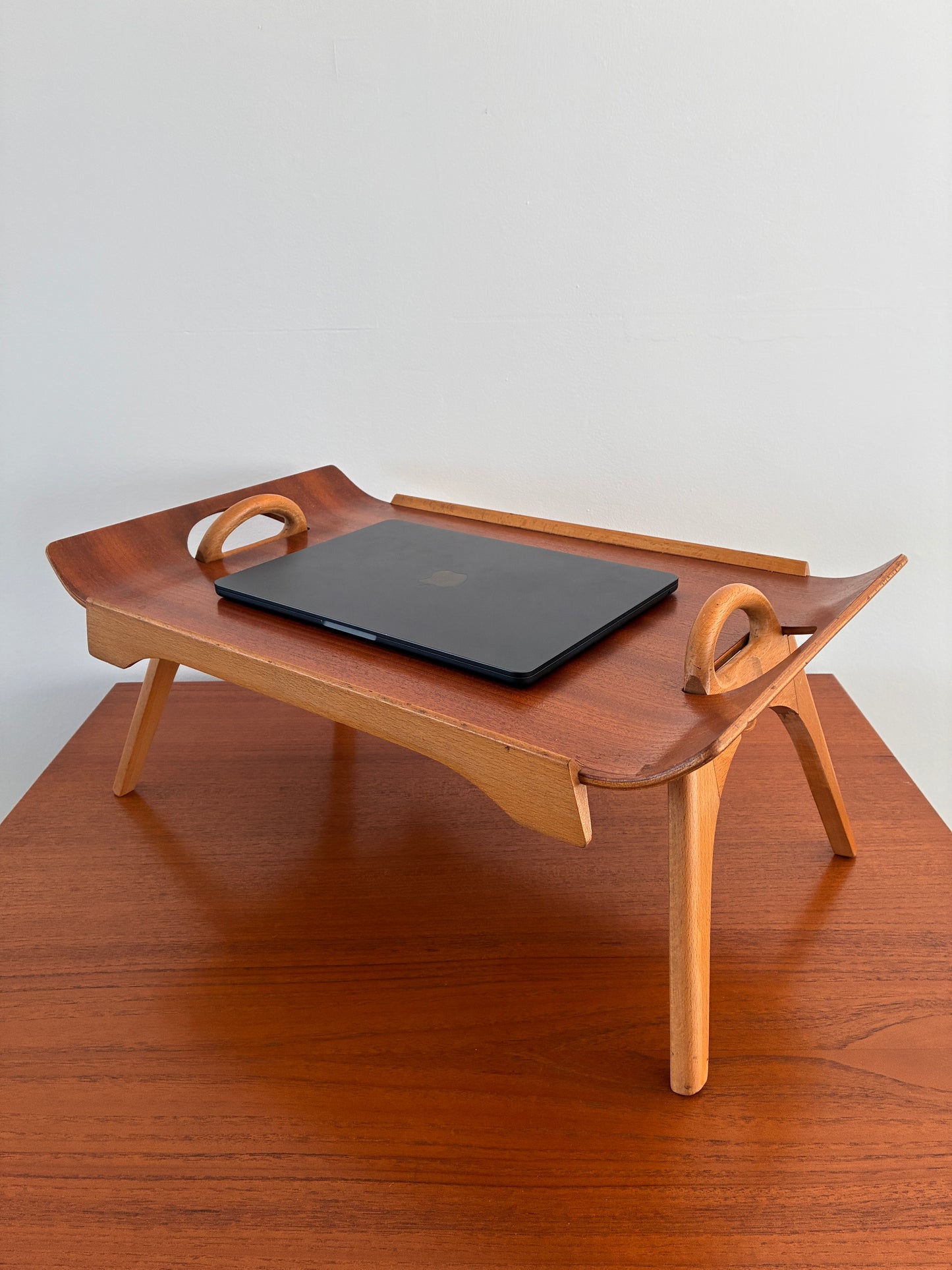 Mid-Century Centurion Folding Breakfast Tray Table by Paragon 1950s Teak Serving Bed Laptop Table