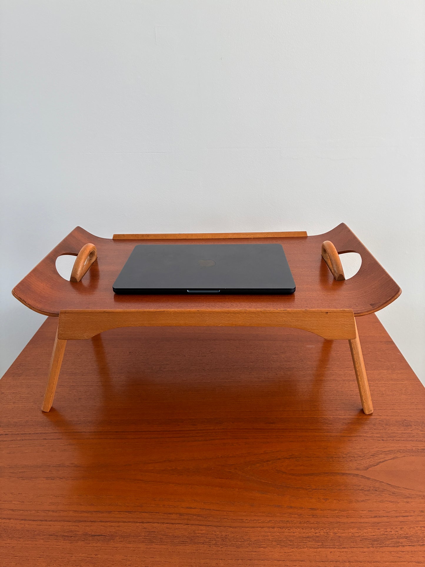 Mid-Century Centurion Folding Breakfast Tray Table by Paragon 1950s Teak Serving Bed Laptop Table