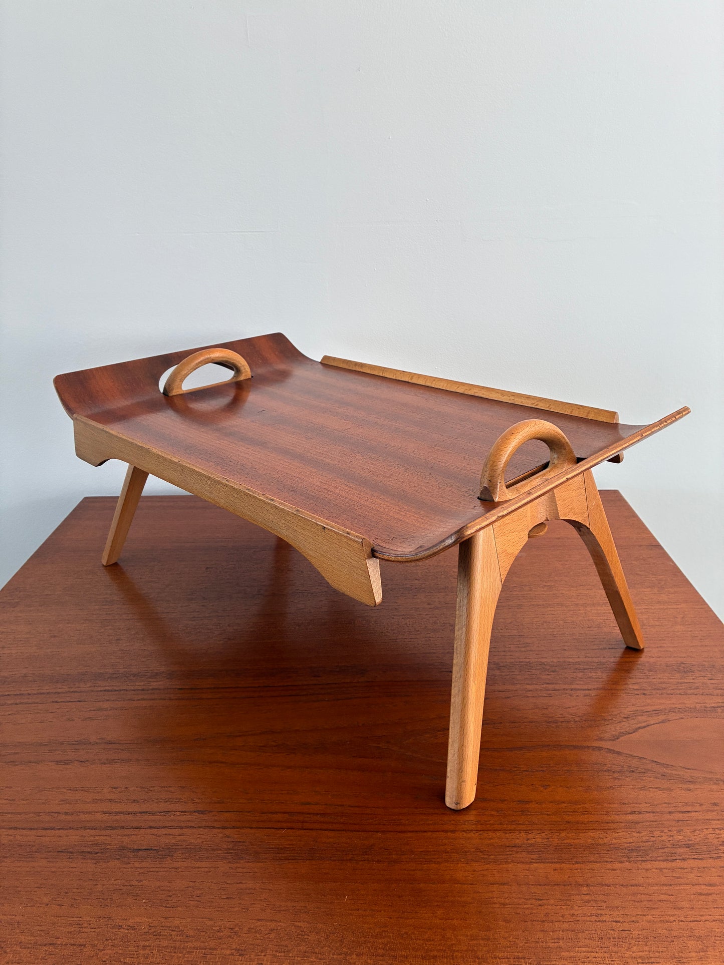 Mid-Century Centurion Folding Breakfast Tray Table by Paragon 1950s Teak Serving Bed Laptop Table