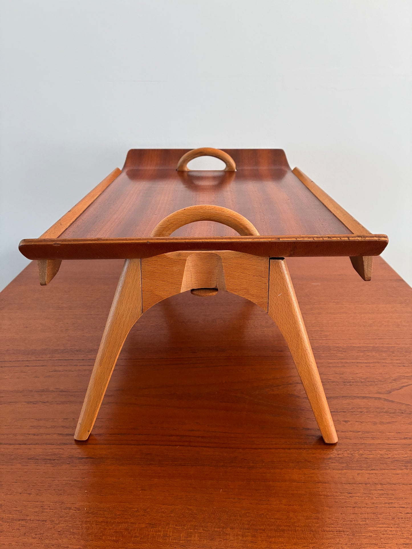 Mid-Century Centurion Folding Breakfast Tray Table by Paragon 1950s Teak Serving Bed Laptop Table