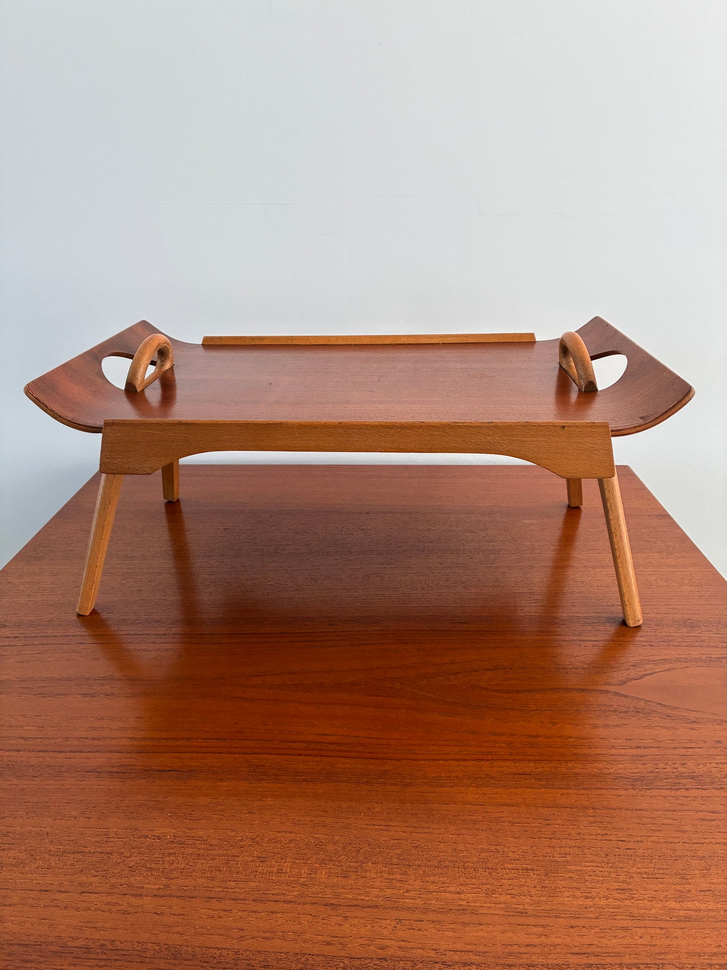 Mid-Century Centurion Folding Breakfast Tray Table by Paragon 1950s Teak Serving Bed Laptop Table