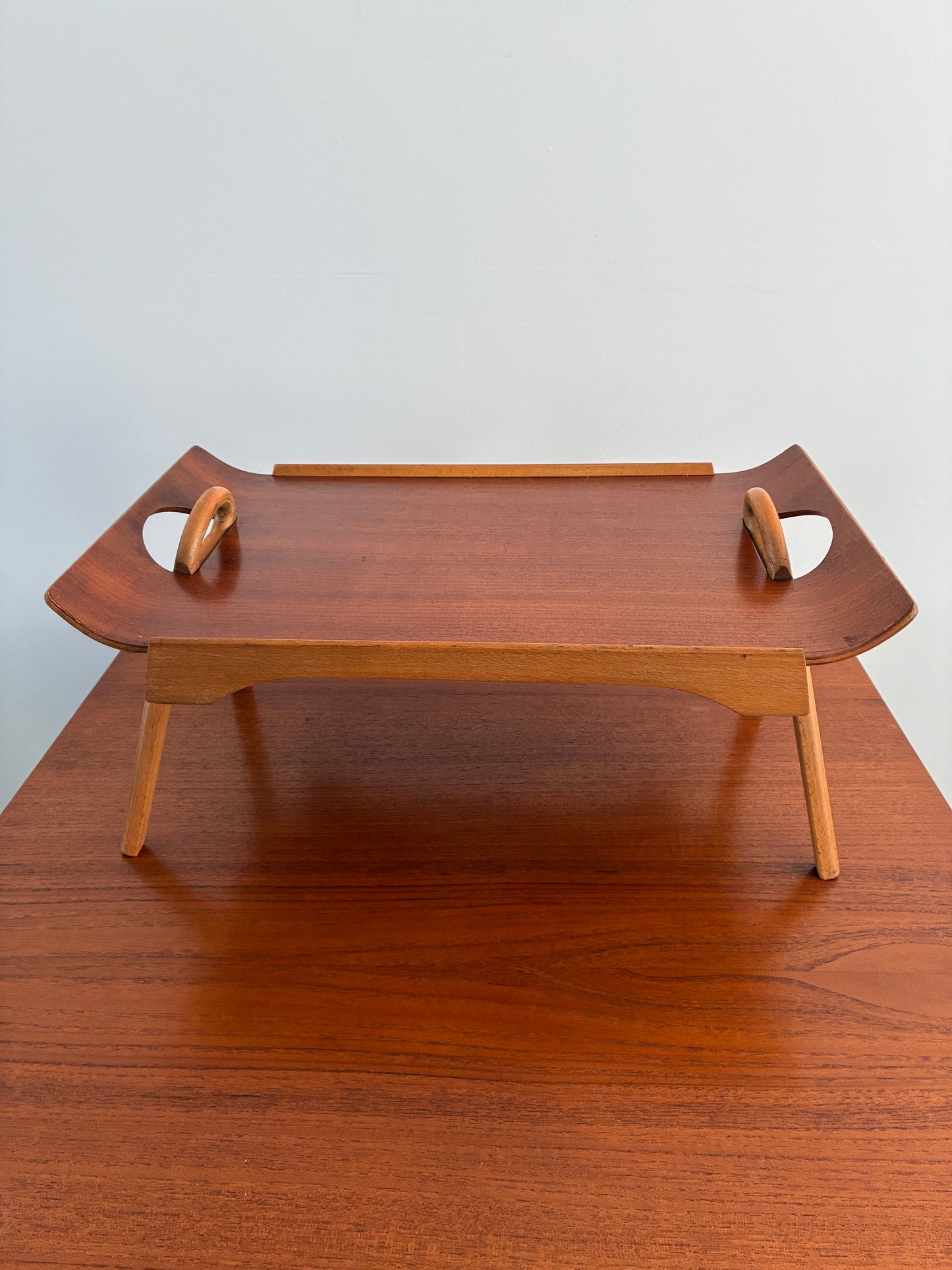 Mid-Century Centurion Folding Breakfast Tray Table by Paragon 1950s Teak Serving Bed Laptop Table