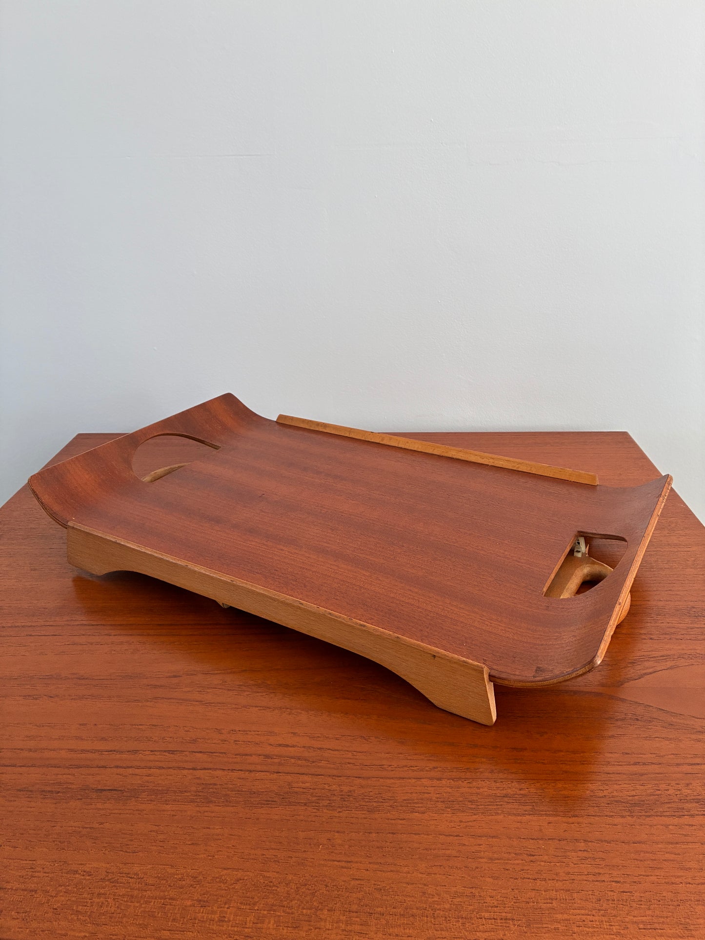 Mid-Century Centurion Folding Breakfast Tray Table by Paragon 1950s Teak Serving Bed Laptop Table