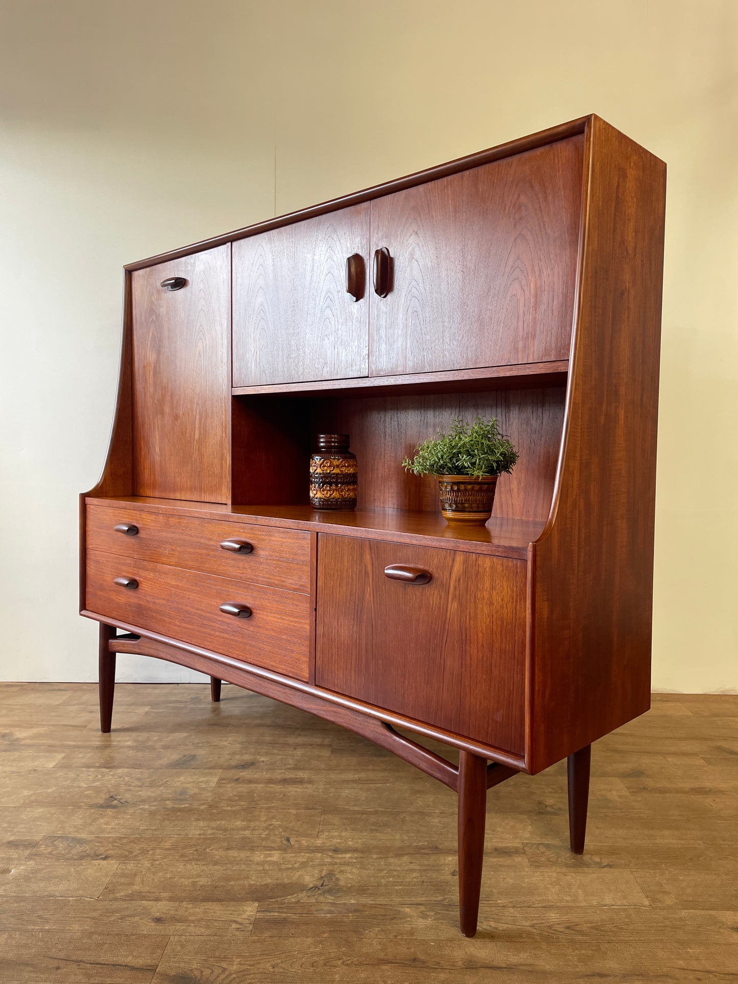 G-Plan Brasilia Teak Mid-Century Highboard Cabinet – 1960s British Modern Storage