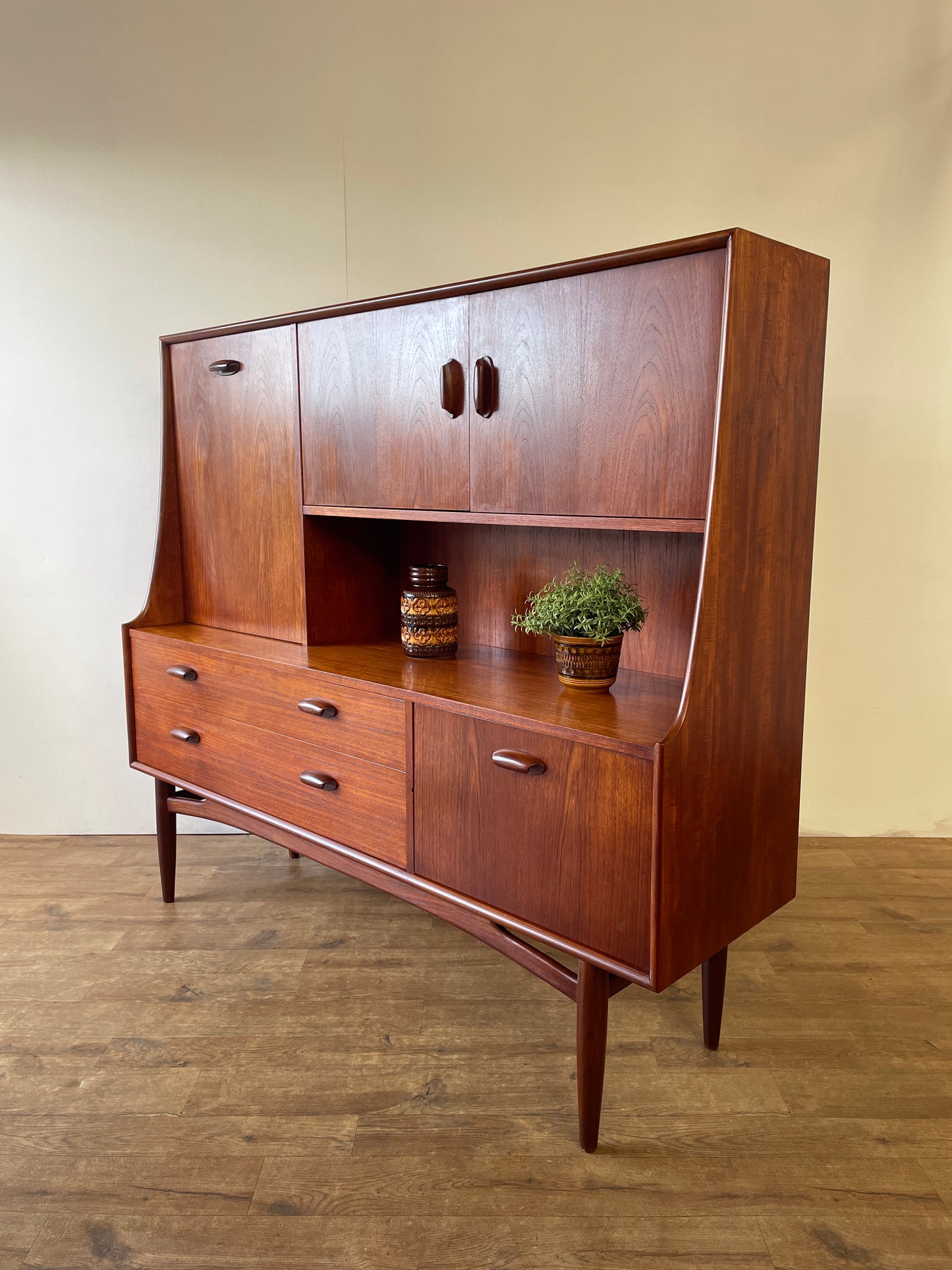 G-Plan Brasilia Teak Mid-Century Highboard Cabinet – 1960s British Modern Storage