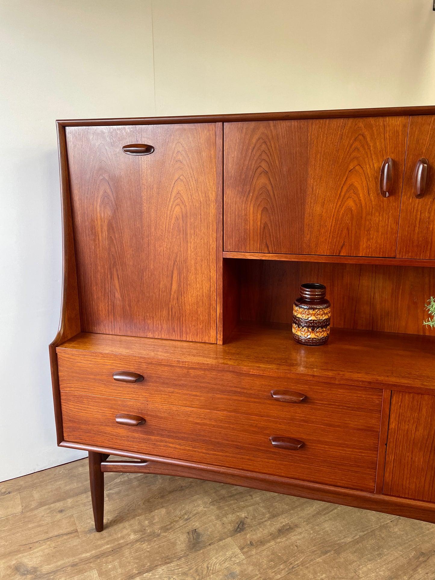 G-Plan Brasilia Teak Mid-Century Highboard Cabinet – 1960s British Modern Storage