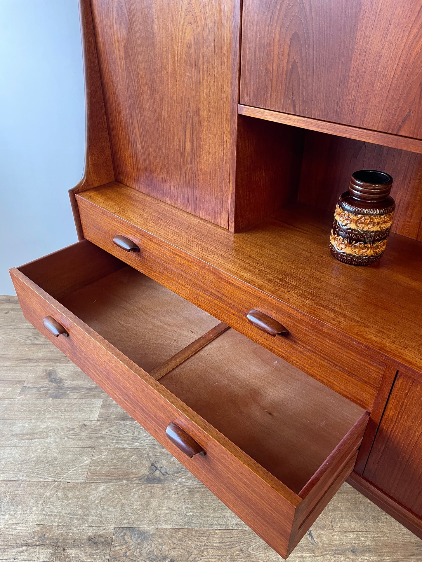 G-Plan Brasilia Teak Mid-Century Highboard Cabinet – 1960s British Modern Storage