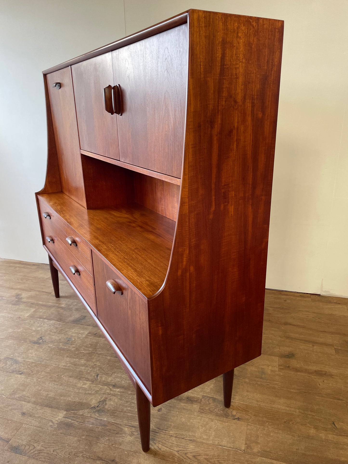 G-Plan Brasilia Teak Mid-Century Highboard Cabinet – 1960s British Modern Storage