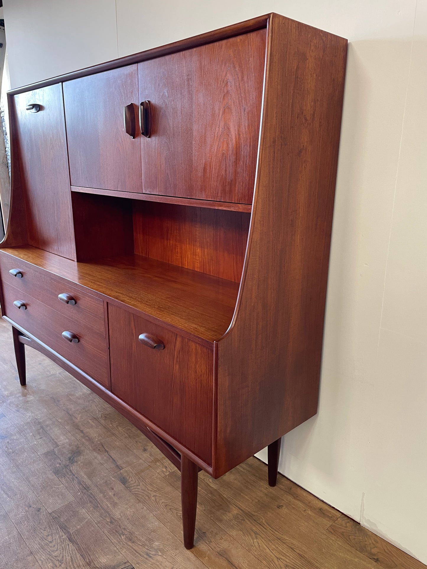 G-Plan Brasilia Teak Mid-Century Highboard Cabinet – 1960s British Modern Storage