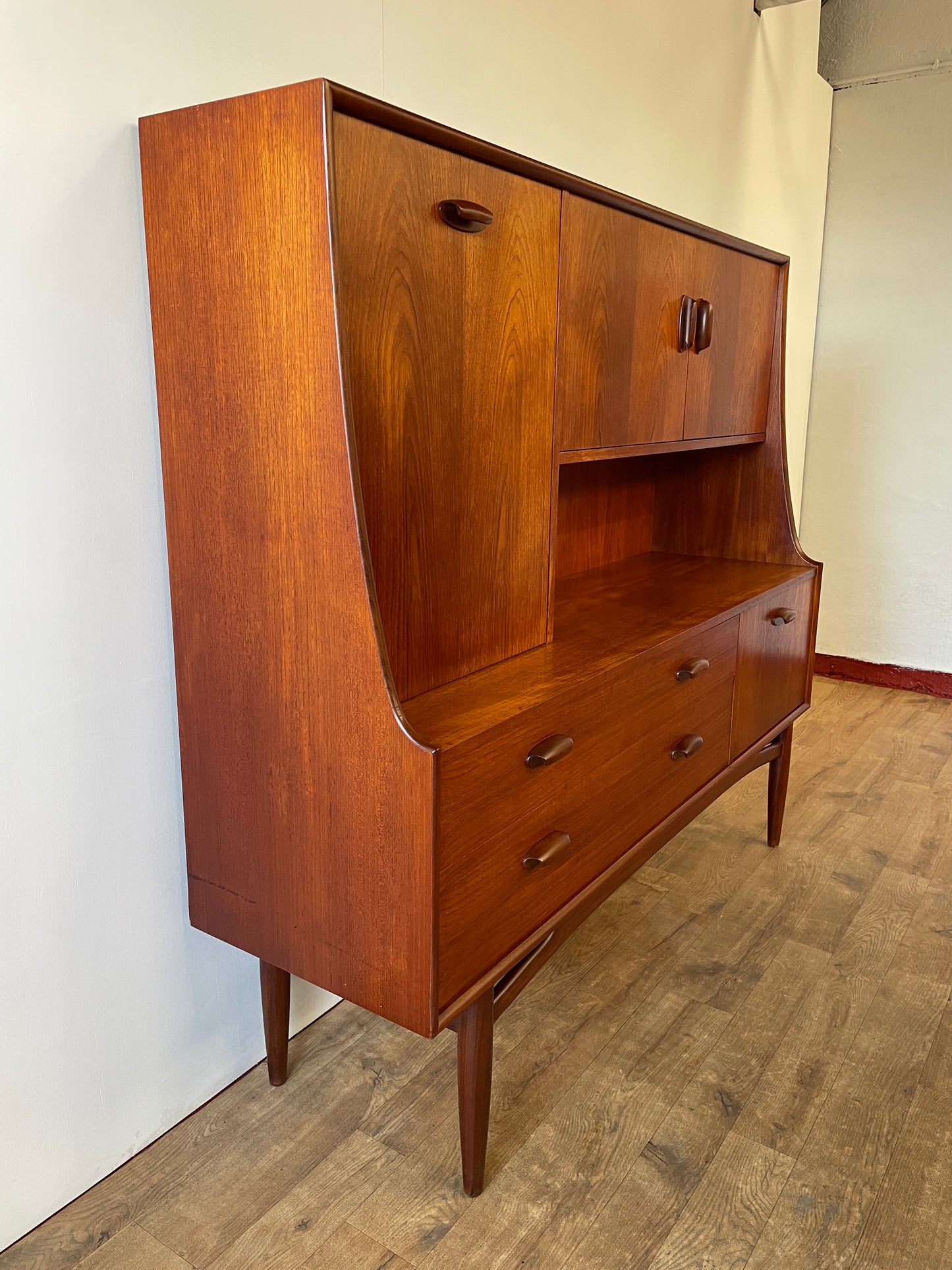 G-Plan Brasilia Teak Mid-Century Highboard Cabinet – 1960s British Modern Storage