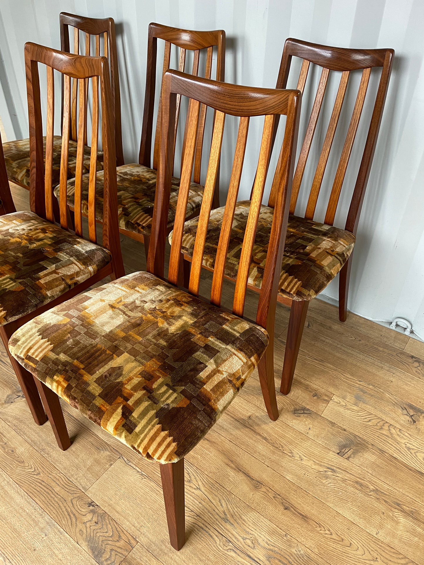 Set of 6 G Plan Dining Chairs w/ Original Fabric - Mid-Century
