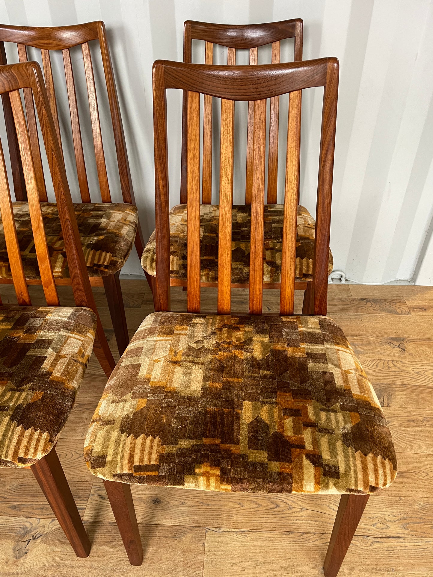 Set of 6 G Plan Dining Chairs w/ Original Fabric - Mid-Century