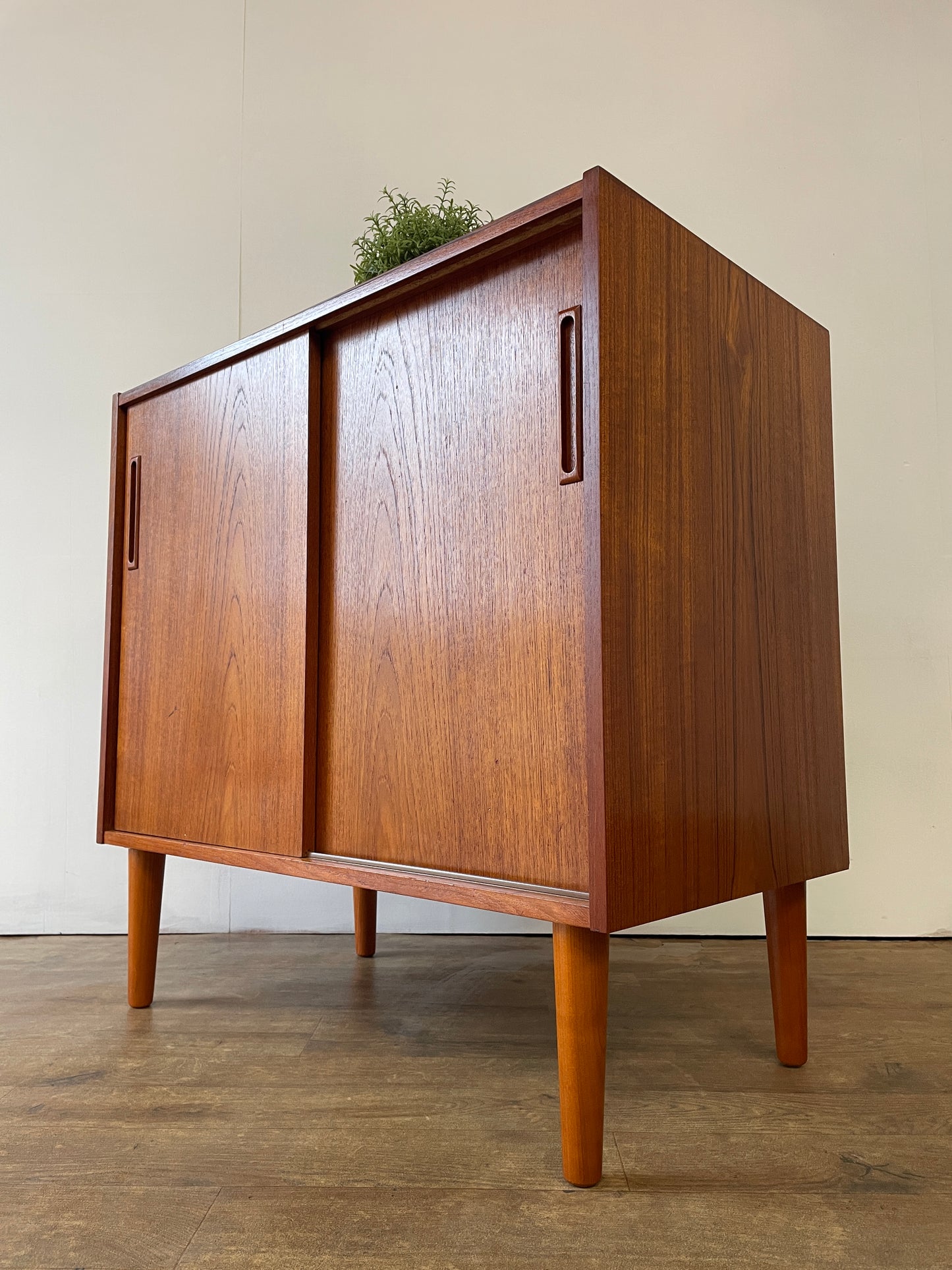Danish Teak Mid-Century Two-Door Cabinet with Shelf | 1960s Scandinavian Storage