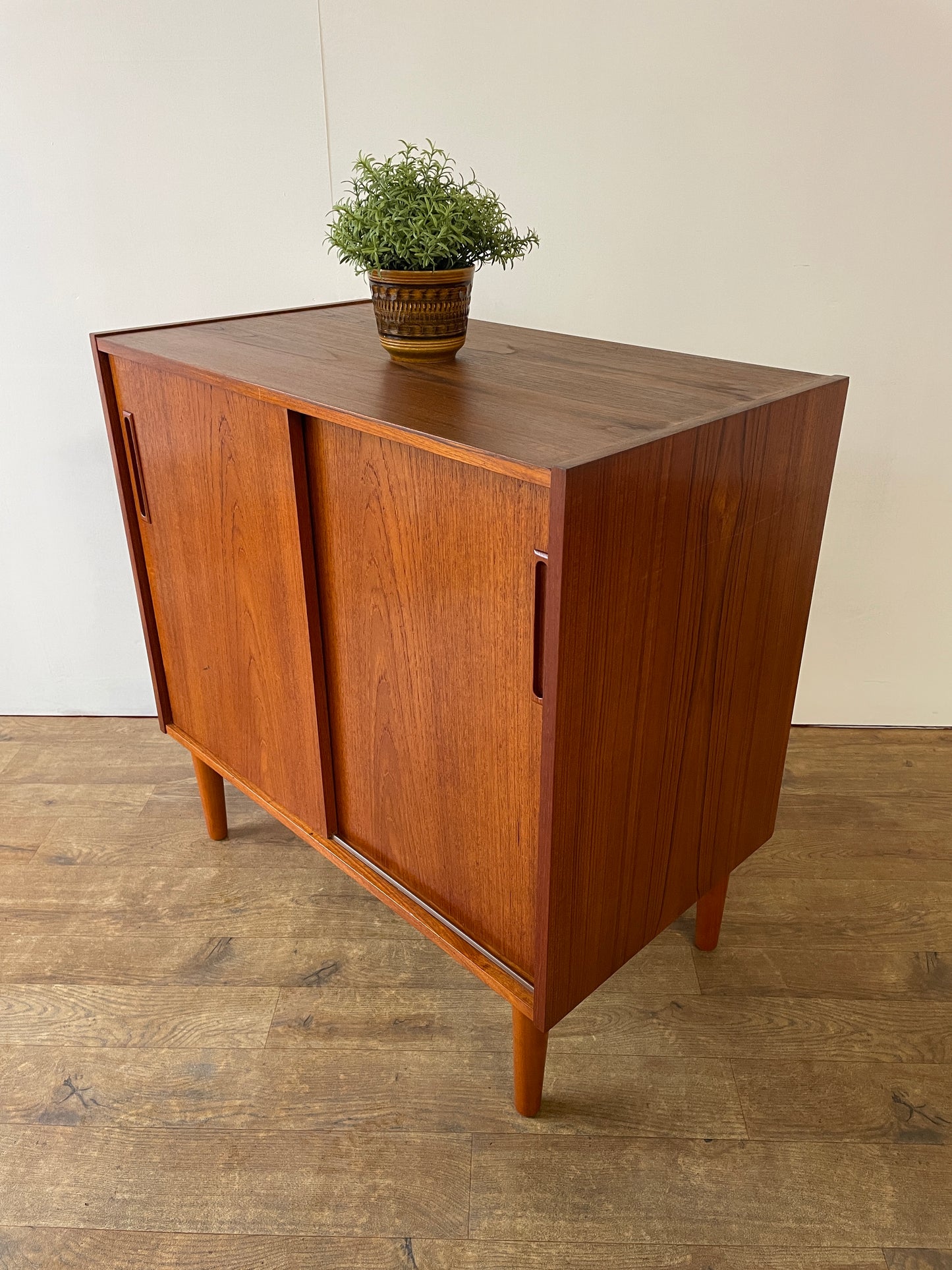 Danish Teak Mid-Century Two-Door Cabinet with Shelf | 1960s Scandinavian Storage