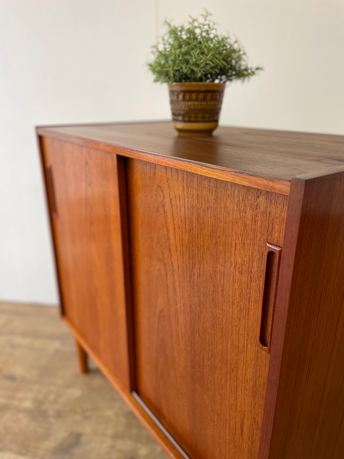 Danish Teak Mid-Century Two-Door Cabinet with Shelf | 1960s Scandinavian Storage