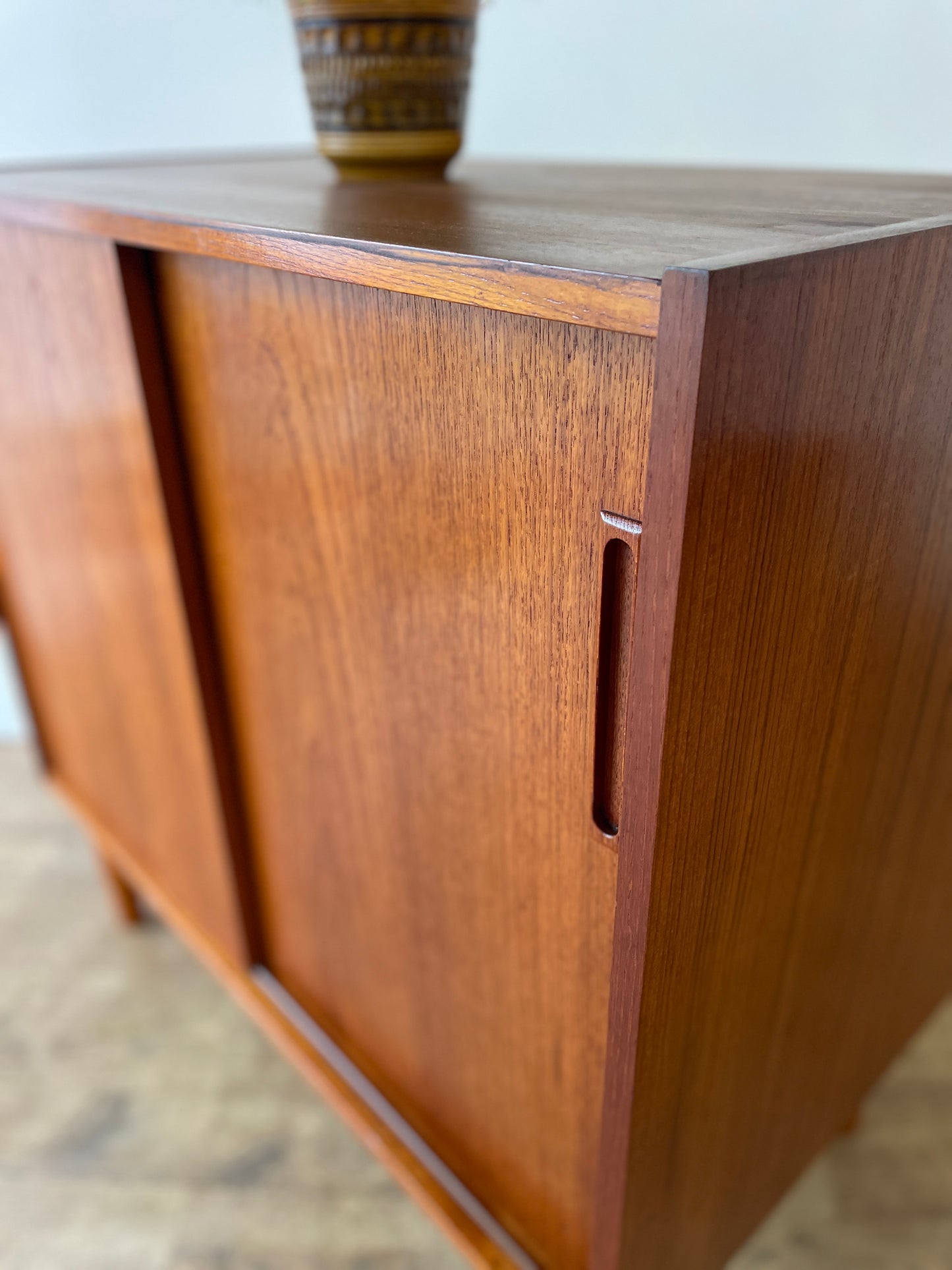 Danish Teak Mid-Century Two-Door Cabinet with Shelf | 1960s Scandinavian Storage