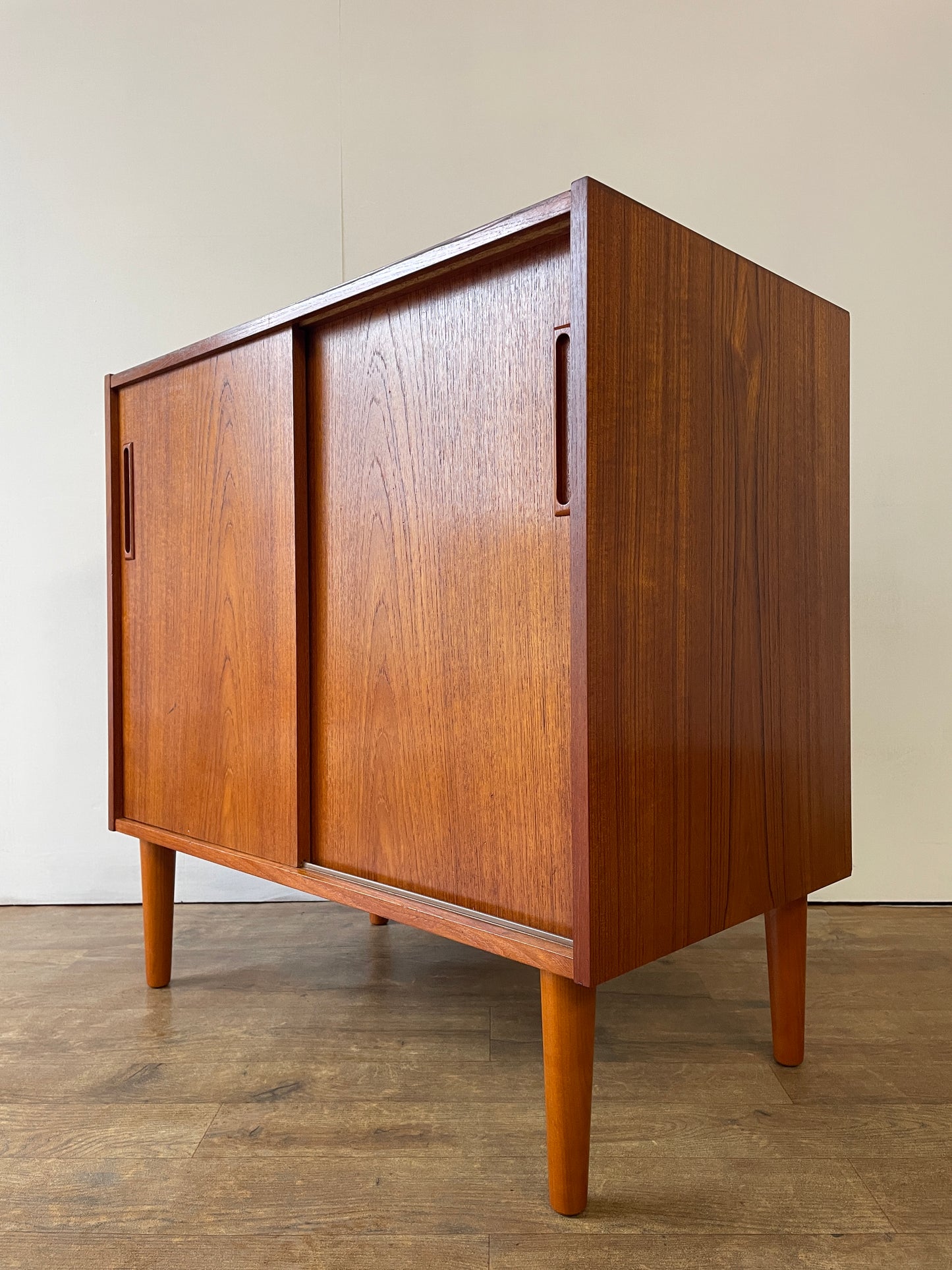 Danish Teak Mid-Century Two-Door Cabinet with Shelf | 1960s Scandinavian Storage