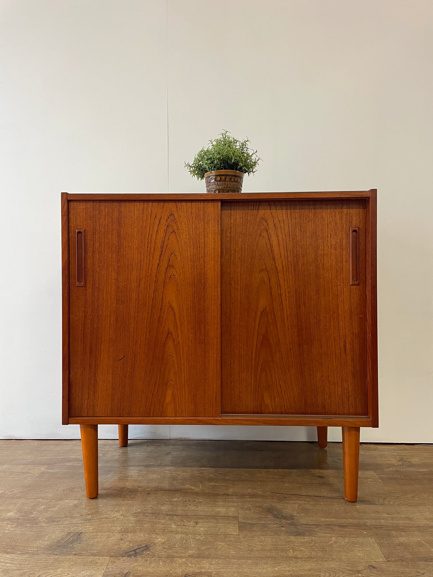 Danish Teak Mid-Century Two-Door Cabinet with Shelf | 1960s Scandinavian Storage