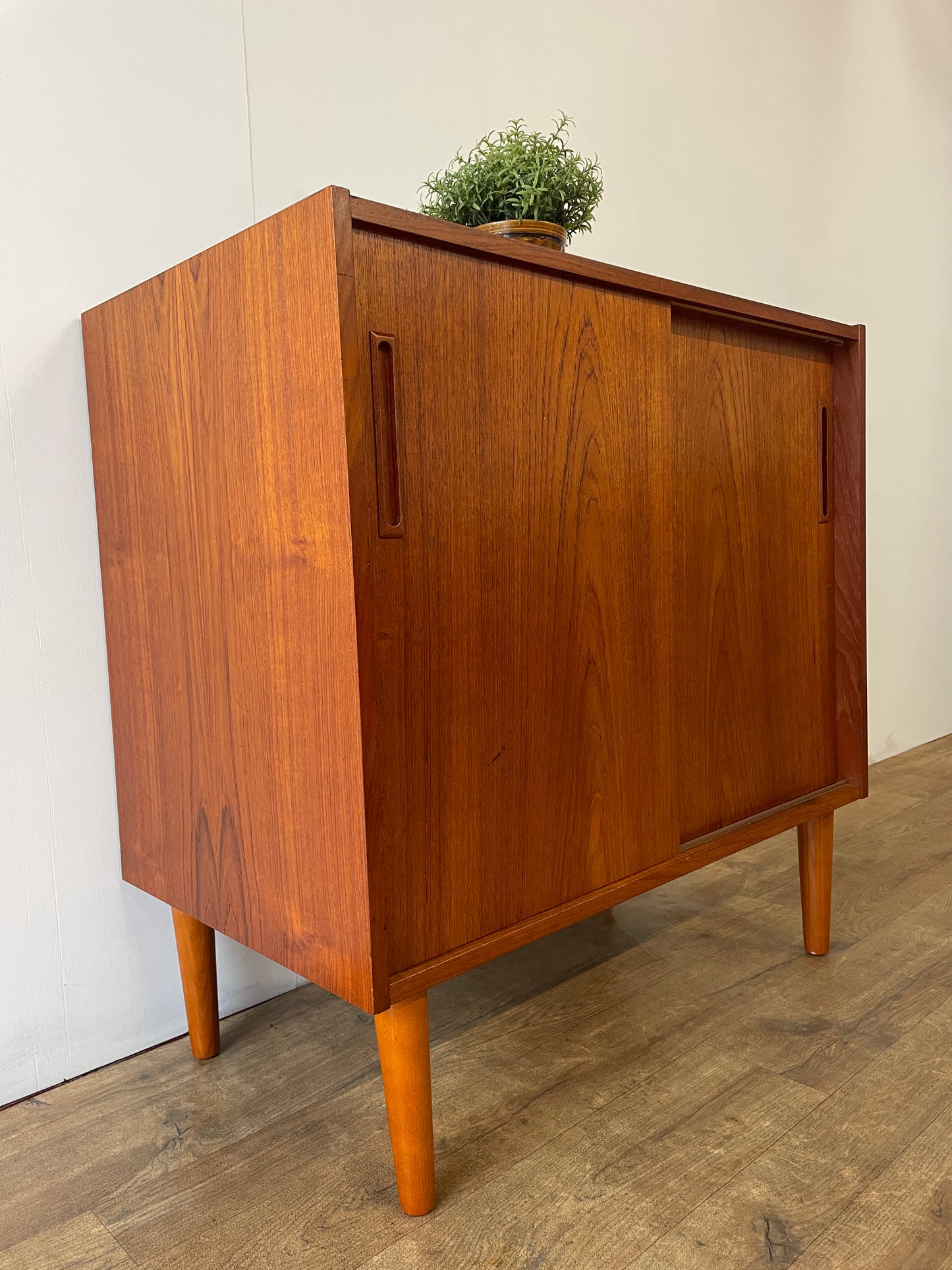 Danish Teak Mid-Century Two-Door Cabinet with Shelf | 1960s Scandinavian Storage