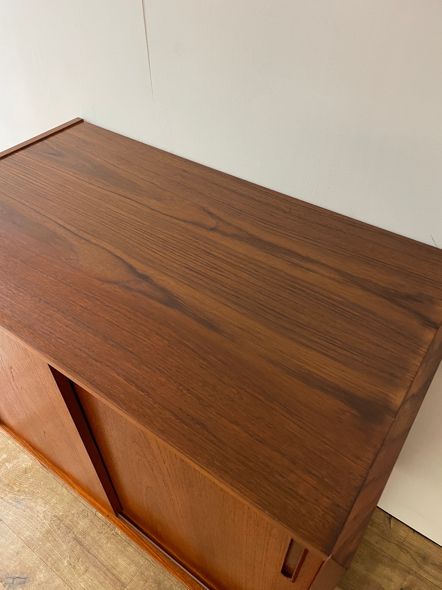 Danish Teak Mid-Century Two-Door Cabinet with Shelf | 1960s Scandinavian Storage