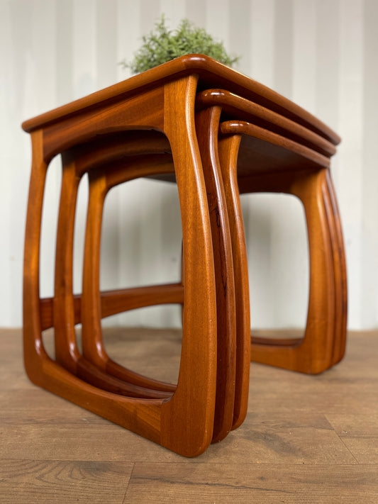 UK Made Nathan Teak Nest of Tables | Mid-Century Modern Vintage Side Tables