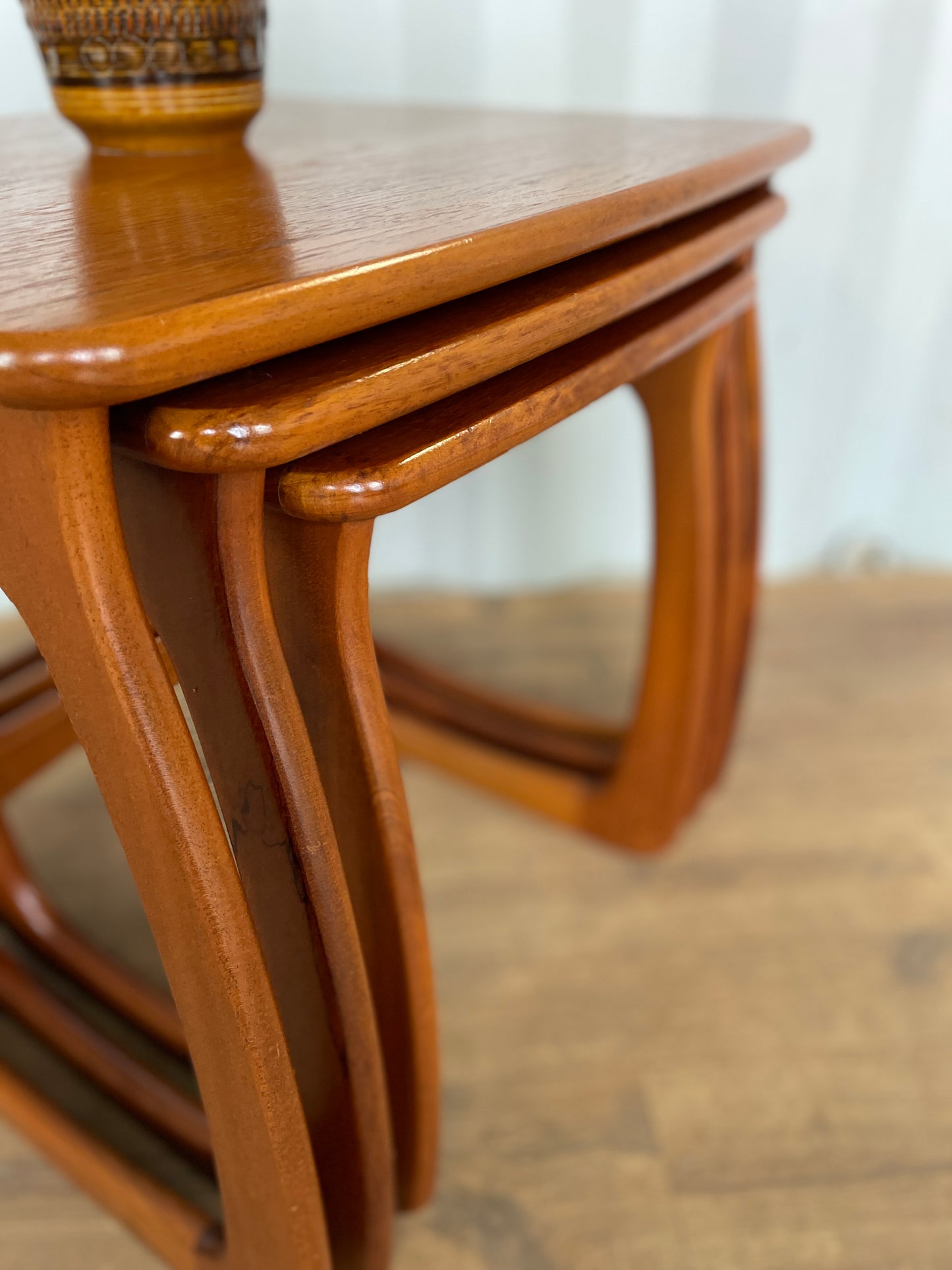 UK Made Nathan Teak Nest of Tables | Mid-Century Modern Vintage Side Tables