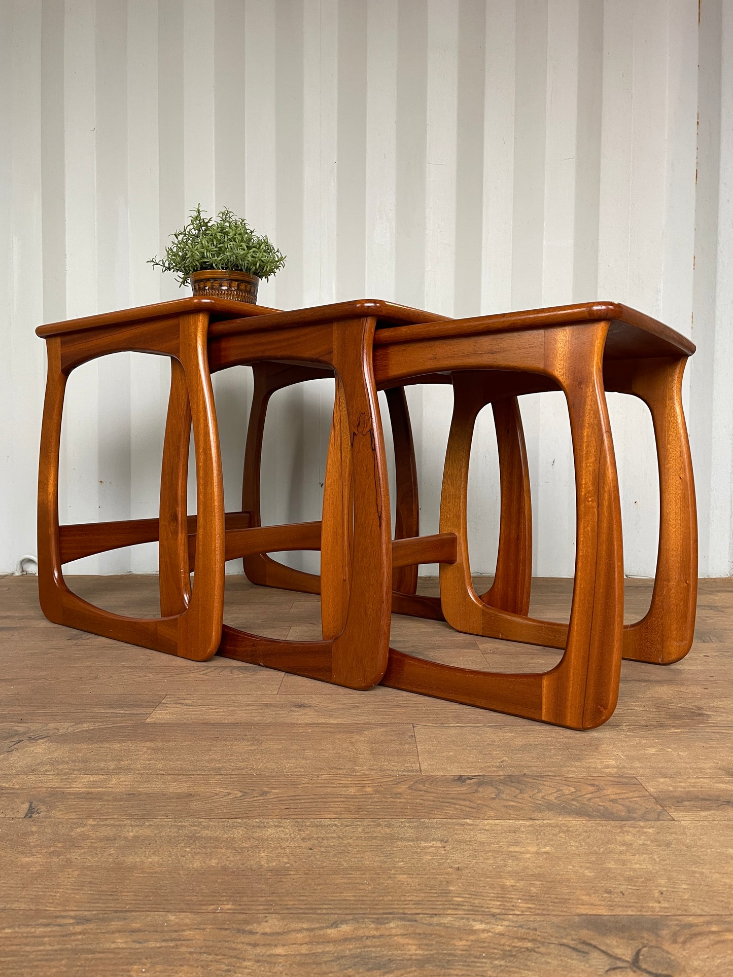 UK Made Nathan Teak Nest of Tables | Mid-Century Modern Vintage Side Tables