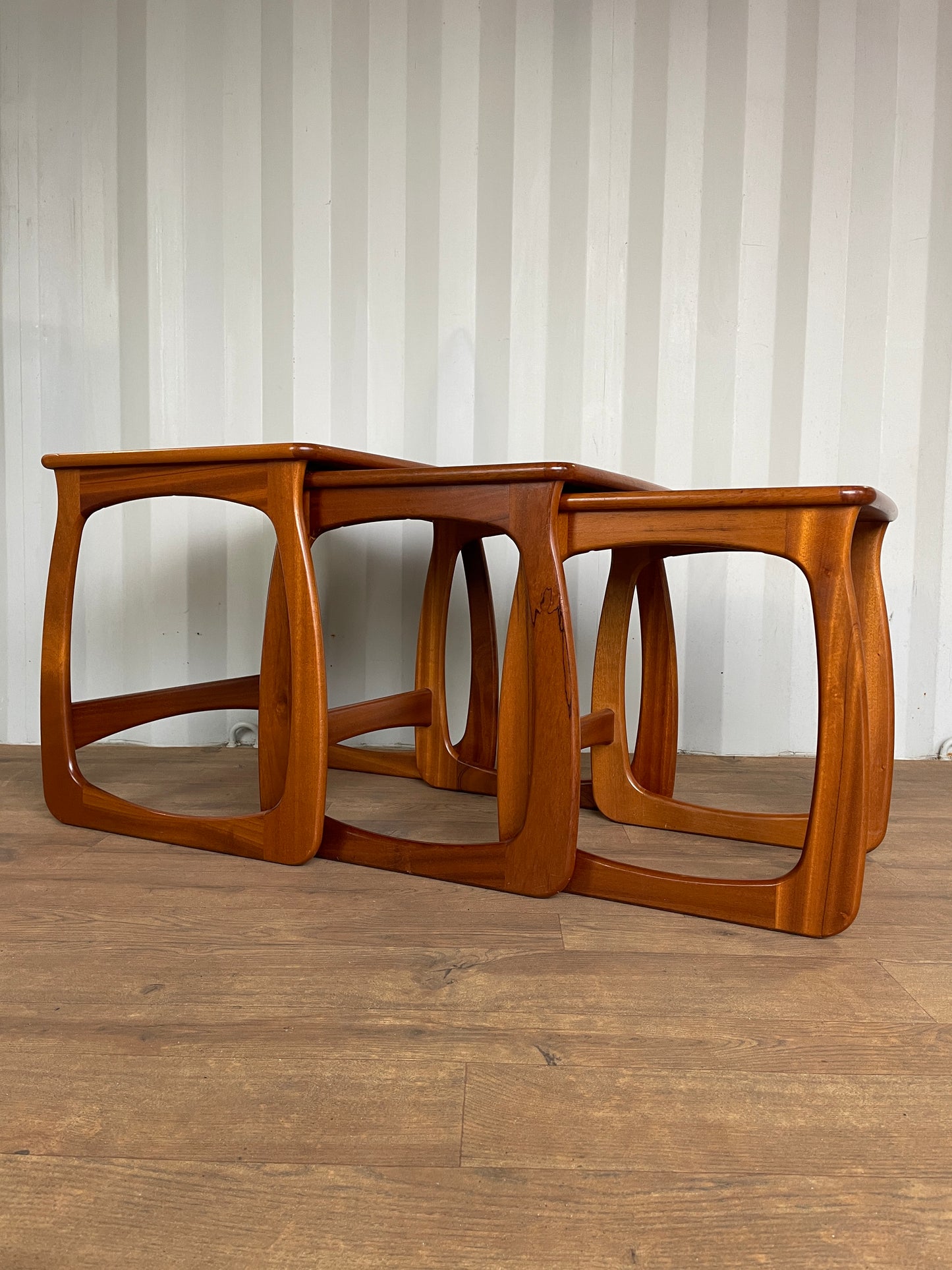 UK Made Nathan Teak Nest of Tables | Mid-Century Modern Vintage Side Tables