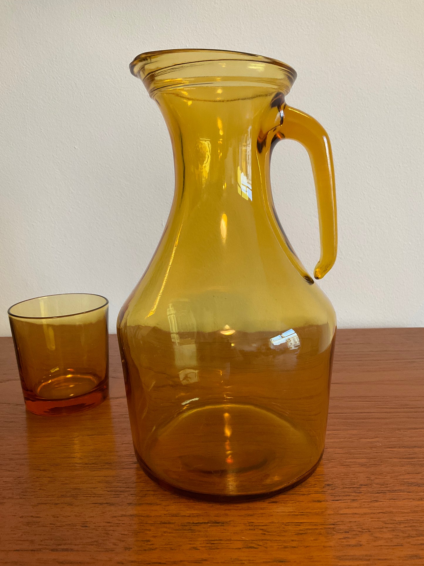 Vintage Italian Water Jug and Glasses Set - Amber