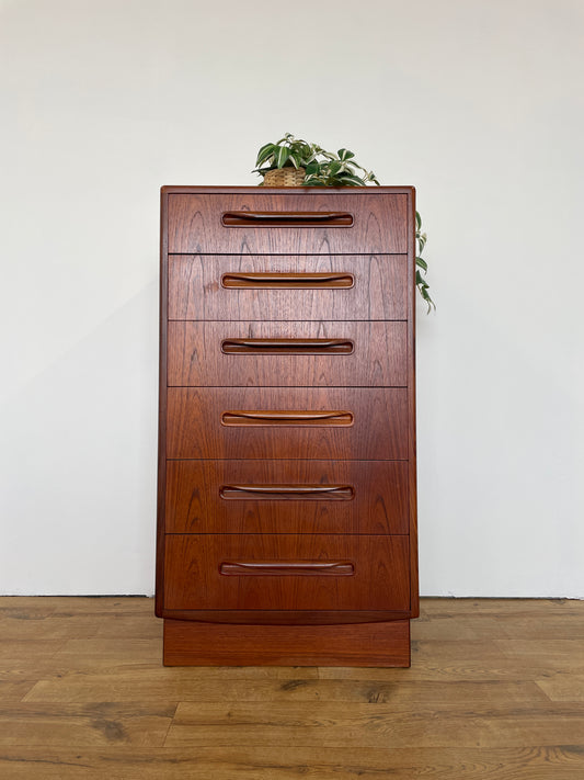 G Plan Tall Boy Chest of Drawers - Fresco - Mid-Century 6 Drawer