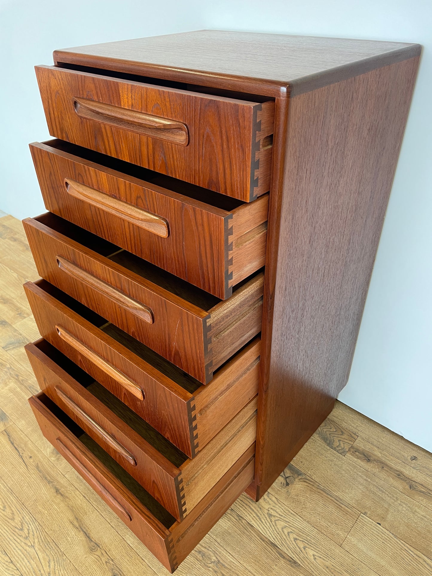 G Plan Tall Boy Chest of Drawers - Fresco - Mid-Century 6 Drawer