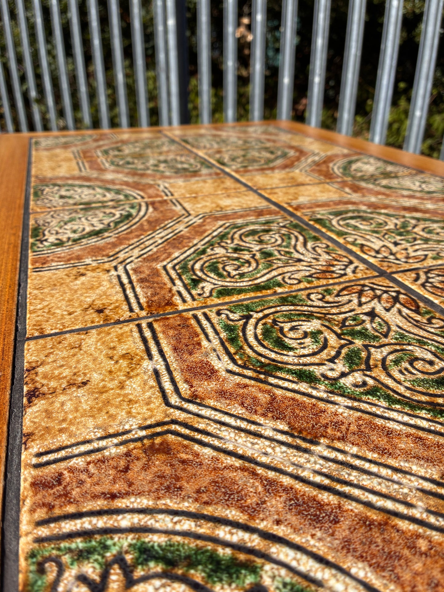 Danish Mid-Century Teak Tile Top Coffee Table – Vintage Scandinavian Ceramic